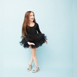 Iloveplum I love plum Bestie BFF Tutu Dress girls Charming long sleeve Black 4T